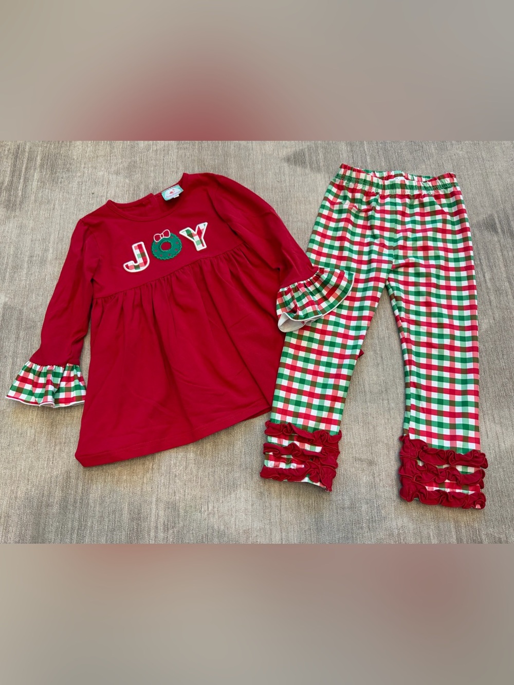 The Smocked Flamingo “Joy” Holiday Pants Set